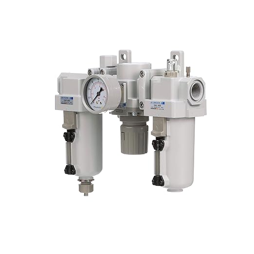 PneumaticPlus SAU400A-N04G-MEP - Dual Air System 1/2" NPT - Compressed Air Filter, Regulator & Lubricator w/Additional Free Air Port 3/8" NPT - Manual Drain, Metal Bowl