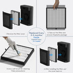 Air Purifiers for Home Large Room up to 3000 ft², VNIUP H14 True HEPA Air Purifier for Bedroom, PM 2.5 Display Air Quality Sensor Air Cleaner for for Whole Home Dorm Room Bedroom Office, ZQA-8000A