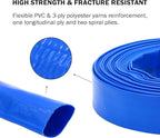 DAVCO 3" x 50 ft Pool Backwash Hose, Heavy Duty Reinforced Blue PVC Lay Flat Water Discharge Pump Hoses For Swimming Drain Pools and Clean Filters,with 1 Clamp