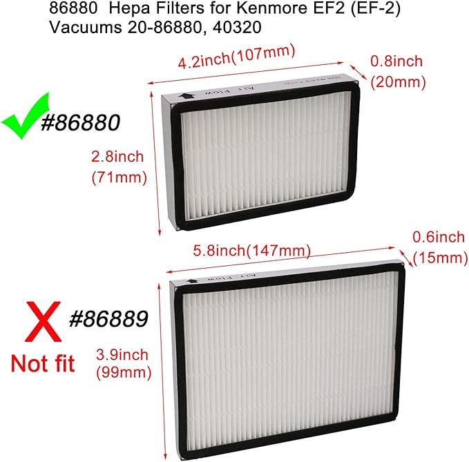 EZ SPARES 3 PCS Replacement for Kenmore EF2 (EF-2) Exhaust HEPA Vacuum Replacement Filter Compares to 86880 and for Panasonic MC-V194H HEPA Filter