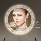 Bathroom Mirror with LED Lights, Wall Mirror with Touch Sensor, Round Mirror with Demister Pad, 3 Light Modes, for Living Room and Bathroom(A,70cm/27.6in)