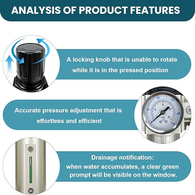 Upgraded 1/2" NPT Industrial Grade 4 Stage Air Drying System, Particulate Filter, Coalescing Filter, Desiccant Dryer & Air Regulator - for Plasma Cutter, Paint Spray, 3Filter&1Dryer System，Auto Drain