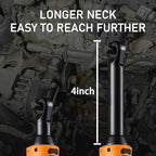 3/8" Cordless Electric Ratchet Wrench Set, 18V Power Ratchet Tool Kit With 2 Packs 2000mAh Battery And Charger, 45 FT-LBS Battery Powered Extended Wrench with LED Lights (18 V Extended Orange)