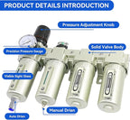 1/2" NPT Industrial Grade 4 Stage Air-Dryer-for-Compressor, Air-Compressor-Water-Separator-System for Plasma Cutter and Paint Spray,2Filter&2Dryer system，Auto Drain