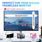 Magnetic 23.6 Inch Privacy Screen for Computer Monitor 16:9 Aspect Ratio, Hanging Removable Anti-Blue/Glare Protector Film, Anti Spy Desktop Security Private Filter 23.6in