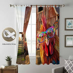 Farm Rooster Living Room Curtains 84 Inch Length, Window Curtains Tab Top, Farmhouse Barn Funny Animals Butterfly Light Filtering Window Treatments Drapes 52"x84" 2 Panel
