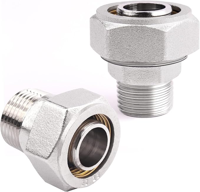 Air Line Fittings For Garage Shop Compressed Air Line Kit System, 3/4"Piping x 1/2"NPT Male Straight Air Piping Fittings,Nickel Plated Brass 2 Pack