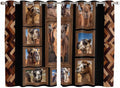 2 Panel Kitchen Cafe Curtains, Desert Camels Sunlight Filtering Nature Air Through, Home Decor Window Covering Tier Curtains for Living Room 104W x 63L inch Brown Wildlife Farmhouse Animals Rustic