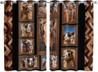 2 Panel Kitchen Cafe Curtains, Desert Camels Sunlight Filtering Nature Air Through, Home Decor Window Covering Tier Curtains for Living Room 104W x 63L inch Brown Wildlife Farmhouse Animals Rustic
