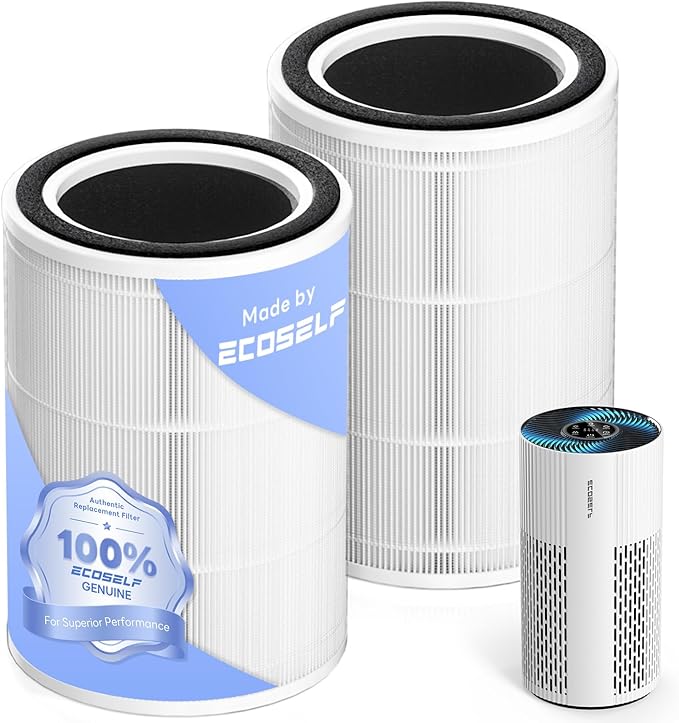 Genuine Ecoself Air Purifier Replacement Filter for HAP604, 3-In-1 Air Filter with Efficiency Activated Carbon Filtration System, 2 Pack, White