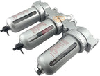 1/4" NPT MID FLOW 3 Stages Filter Coalescing Desiccant Dryer System For Compressed Air Lines, Poly Bowls, Great For Paint Spray And Plasma Cutter (MANUAL DRAIN)