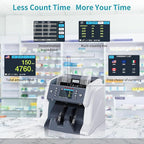 RIBAO BC-40 Mixed Denomination Money Counter Machine, Value Counting, Bill Counter Multi Currency, CIS/UV/MG/IR Counterfeit Detection for Business