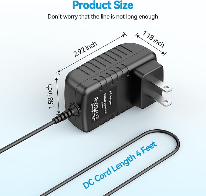 12V AC/DC Adapter Compatible with LEVOIT LV-H128 LV-H128-RXA LV-H128-RXB Desktop True HEPA Air Cleaner Combination Filters 12.0V 0.6A DC12V 600mA No.98581-CHN-1 Power Supply Battery Charger