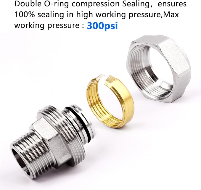 Straight Air Piping Fittings,3/4"Piping x 3/4"Male NPT Threads Adapter Fittings,Nickel Plated Brass For Garage Shop Compressed Air Line Piping System 2 Pack