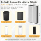 3 Packs F1 Repalcement Filter Compatible with 3M Filtrete C01 T02 Series FAP-C01-F1,FAP-T02-F1, FAP-C01BA-G1 and FAP-T02WA-G1 Air Purifi-er, Part# FAPF-F1-2P