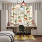 2 Panel Kitchen Cafe Curtains, Date Coconut Tree Sunlight Filtering Nature Air Through, Home Decor Window Covering Tier Curtains for Living Room 104W x 84L inch Desert Camels Botanical Tropical Beige