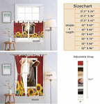 Sheep Sunflower Kitchen Curtains 45 Inch Length, Short Cafe Window Curtains Tab Top, Country Red Farm Barn Spring Flowers Light Filtering Window Treatments Tier Drapes 27.5"x45" 2 Panel