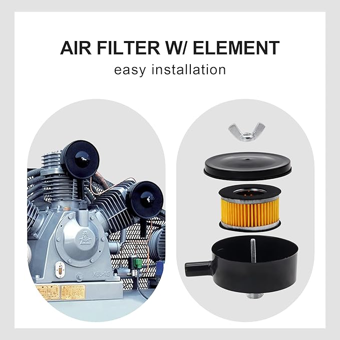VH901700AV Air Compressor Pump Intake Filter With Filter Element W/Element Vh3000 Thread Compressor Air Intake Filter Fit for Campbell Hausfeld VT, TQ, VH Pumps 1/2" Repl MP333200SJ