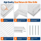 Fancat Return Air Filter Grille for 12x12 Ducts, Steel Air Vent Cover with Removable Door for 1" Filters | Fits Sidewall & Ceiling | Outer Size: 14 5/8" W x 14 5/8" H