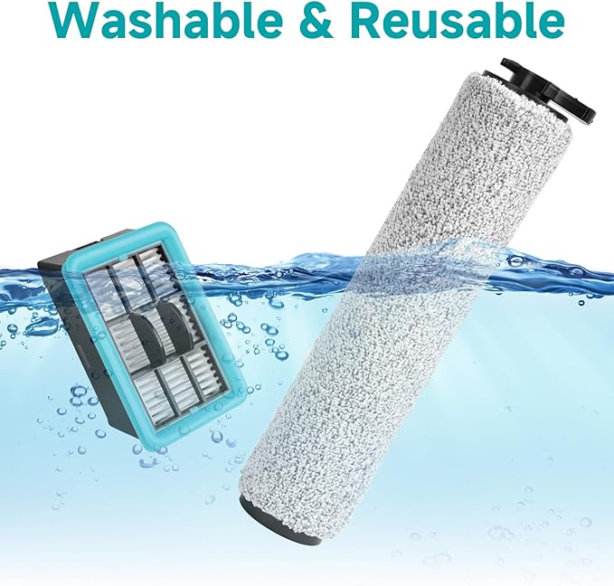 FFsign 3831 Roller Brush & Filter Replacement Compatible with Bissell Crosswave Hard Floor Expert 3831, HF2 3845N Vacuum, Floor Scrubber Wet Dry Vacuum Accessory Kit 2 Brush Rolls, 2 Filter Parts