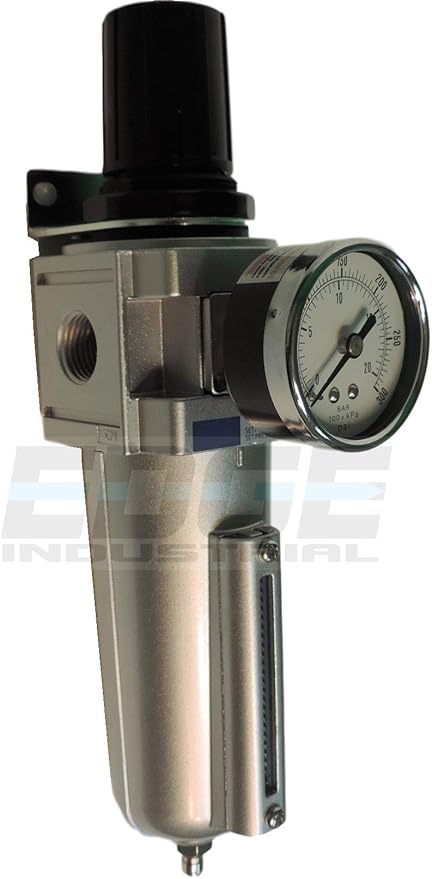 THB Heavy Duty Compressed AIR Filter Regulator Combo Piggyback, Metal Bowl, Visible Sight Glass, 5 Micron Element (1/2" Manual Drain)
