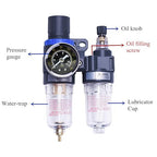 1/4" Compressor Air Filter Air Pressure Regulator Water-oil Separator Trap Filter with Lubricator Cup for Air Tools System by ZHONG AN