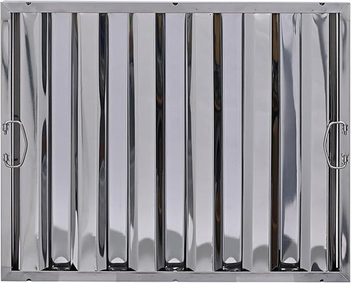 25" x 20" Stainless Steel Commercial Hood Filter – Dishwasher Safe, Welded Baffle Grease Trap with Drop Handles – Easy Installation & Durable Grease Fire Prevention Filter