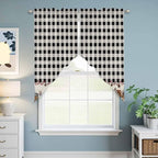 Swag Curtain Valances for Kitchen Windows,Farm Wooden House Black Buffalo Plaid Short Rod Pocket Window Valance,Western Star Swag Topper for Bedroom Living Room,2 Panels 36x63in