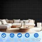 Nuanchu 90 Pcs 3D Slat Wall Panels, 12"x12" PVC Fluted Wall Paneling for Interior Decor, Paintable Waterproof Textured Tiles for Living Room TV Background Gaming Room, 32 Sq. ft Coverage (Black)