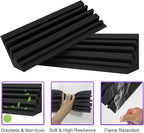 TroyStudio Bass Traps - 12 Pcs 4 X 4 X 12 Inches Dense Thick Studio Bass Foam Corner, Acoustic Treatment Panel Absorbing Echo Reverb, Low Frequency Sound Absorber for Music Room Home Recording Studio