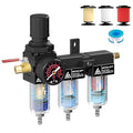 3 Stage Air Dryer 1/4" NPT,Air Dryer System Air Compressor Filter Dryer,5 &0.5 &0.01 Micron Filter Cartridge,Semi-Auto Drain, Metal Bracket-Blue