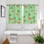 2 Panel Kitchen Cafe Curtains, Desert Camels Sunlight Filtering Nature Air Through, Home Decor Window Covering Tier Curtains for Bedroom Living Room Tropical Date Palm Trees Animal Green