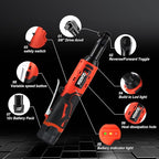 3/8" Cordless Electric Ratchet Wrench Set, 12V Power Ratchet Tool Kit With 2 Packs 2000 mAh Battery And Charger, 45 FT-LBS Battery Powered Wrench with Infinitely Variable Speeds