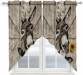 Funny Farm Animals Swag Valances for Windows, Vintage Barn Brown Sunflowers Rod Pocket Kitchen Curtains Valance, Small Window Curtains Swag for Cafe Bathroom Living Room, 2 Panels, 36x36 inch