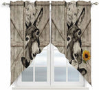Funny Farm Animals Swag Valances for Windows, Vintage Barn Brown Sunflowers Rod Pocket Kitchen Curtains Valance, Kitchen Window Curtains Swag for Cafe Bathroom Living Room, 2 Panels, 36x63 inch