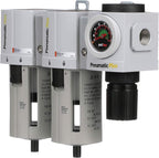 PneumaticPlus PPC4C-N04G StageAir Drying System- Air Particulate 5 Micron Filter, 0.3 Micron Coalescing Filter & Air Pressure Regulator Combo 1/2" NPT,Poly Bowl-Guard, Manual Drain,Embedded Gauge