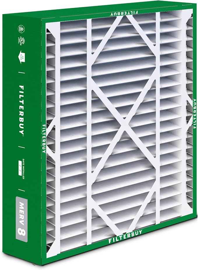 Filterbuy 21x21x5 Air Filter MERV 8 Essential Dust & Allergy Defense (2-Pack), Electrostatic Pleated HVAC AC Furnace Filters Replacement for Rheem, Ruud, & Protech (Actual Size: 20.63 x 20.63 x 4.38)