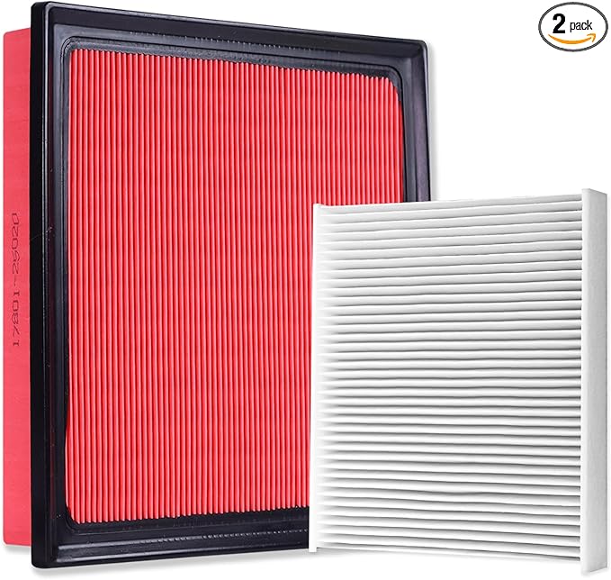 Engine Cabin Air Filter Kit Compatible with 2019-2024 RAV4 (NOT HYBRID), 2018-2024 Camry (NOT HYBRID), 2020-2025 Highlander (NOT HYBRID), Replaces 17801-25020, 87139-58010, Efficient Purification