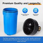 PUREPLUS 2-Stage Whole House Water Filtration System, Reduces Chlorine, Odor, Heavy Metals & Rust, 10"x4.5" Housing, 1" Inlet/Outlet, PP Grooved Sediment & KDF Carbon Filters, Pressure Gauges Included