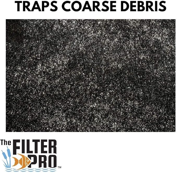 Black Coarse Filter Media, 1.25" Thick, 28" x 120" Roll, Perfect for Aquariums, Ponds or Water Gardens, Made in USA