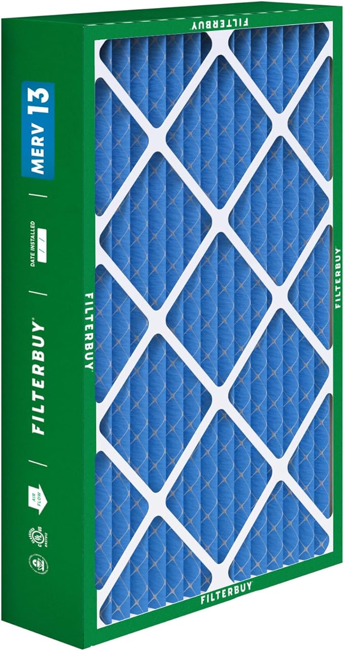 Filterbuy 15.75x27.63x3.50 Air Filter MERV 13 Optimal Smoke & Allergy Defense (3-Pack), Pleated HVAC AC Furnace Filters for AprilAire Space-Gard 104 & 2140 (Actual Size: 15.69 x 27.56 x 3.50)