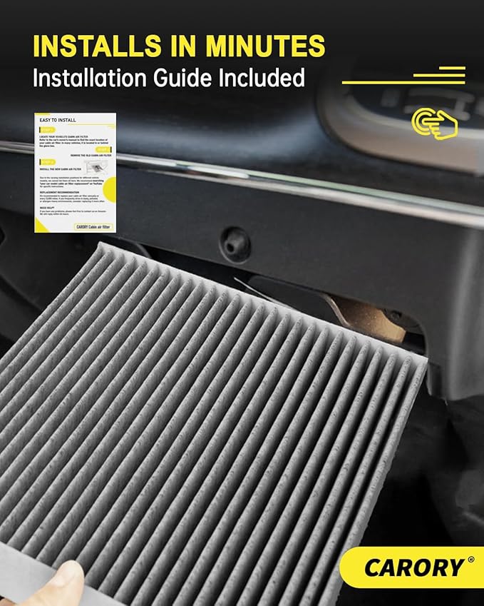 Cabin Air Filter w/Activated Carbon for Ford Mustang 2015 2016 2017 2018 2019 2020 2021 2022 2023 2024, FR3Z-19N619-A, CF12152, FP-78