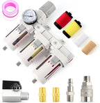 Industrial 3/8" NPT 3 Stage Air Drying System,Coalescing Filter, Particulate Filter and Air Regulator, Manual Drain for Air Tools and Spray Paint Gun
