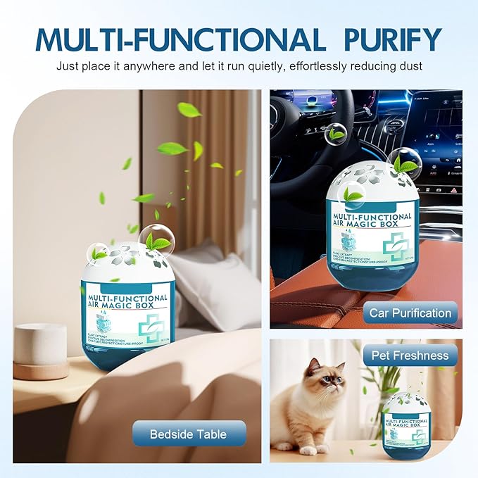Indoor Air Purification Dust Removal Magic Box, Multi-Functional Air Magic Box Purifier, Long-Lasting Freshness, No Electricity & Noise (2pcs)
