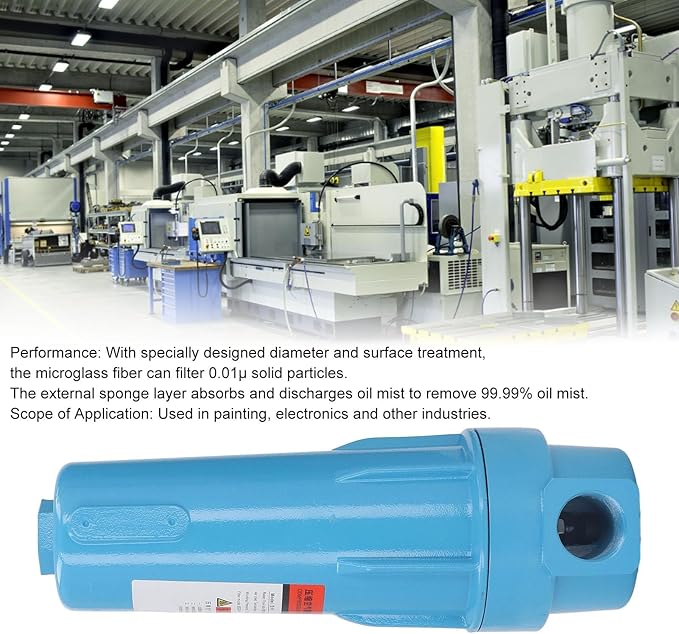 Water Oil Separator Air Compressor Filter, Aluminium Alloy PP Cotton Filter, Leak Proof 1.18in Inlet Outlet, 1.0MPa Replacement Part (A-001)