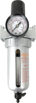 1/2" NPT Mid Flow Compressed Air In Line Filter Regulator Combo Piggyback, Poly Bowl And Metal Body, 5 Micron Element, Adjustable From 7 to 145 PSI (MANUAL DRAIN)