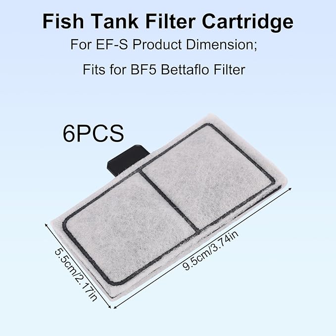 8pcs Filter Cartridges for Top Fin EF-S & BF5 BETTAFLO, 9.5x5.5cm/3.74x2.17in Aquarium Filter Replacement for Fish Tank Water Filtration