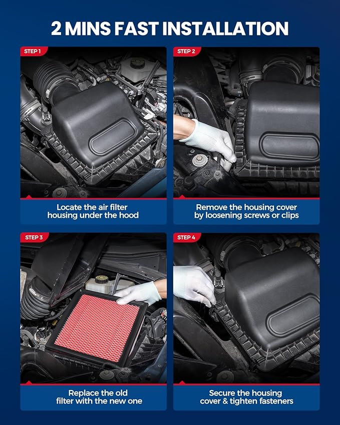 KAX Premium Engine Air Filter, GAF027 (CA8755A) Replacement for Silverado, Suburban, Sierra, Yukon, Avalanche 1500/2500/3500, Tahoe, Escalade (V6/V8), 200% Longer Life