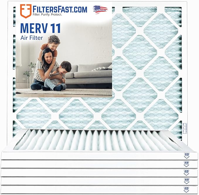 Filters Fast 16x18x1 Air Filter MERV 11, 1" AC Furnace Air Filters, Made in the USA, Actual Size: 15.75"x17.75"x0.75, 6 Pack