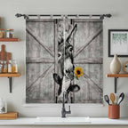 Funny Farm Animals Living Room Curtains 84 Inch Length, Window Curtains Tab Top, Vintage Barn Grey Sunflowers Light Filtering Window Treatments Drapes 42"x84" 2 Panel